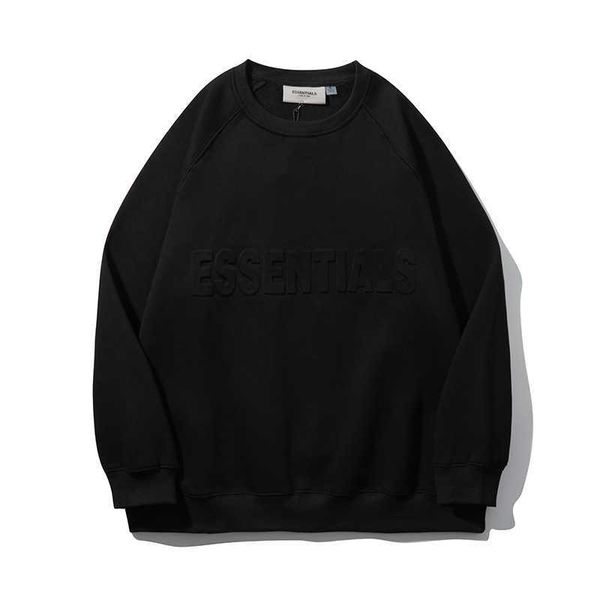 

casuajier sweater fos fear god doubjiere jierine essen embossed crewneck sweater men's pujierjierover high street fashion fjo0, Black