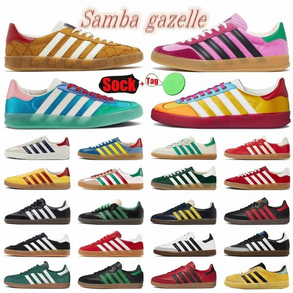 

designer gazelle casual shoes samba series bw army skate mens womens gazelles sambas luxury vegan pink velvet red black white gum trainers s