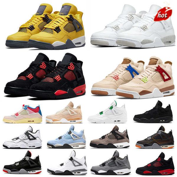 

2023 og lightning jumpman 4s mens basketball shoes shimmer desert moss 4 unc royalty white oreo sail taupe haze men women diy trainer pure m, Black