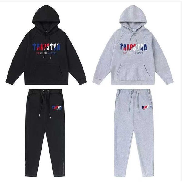 

men's hoodies sweatshirts trapstar embroidery hooded sweater men women sweatshirt sweatpants set designer hoodie pants suit hip hop pul, Black