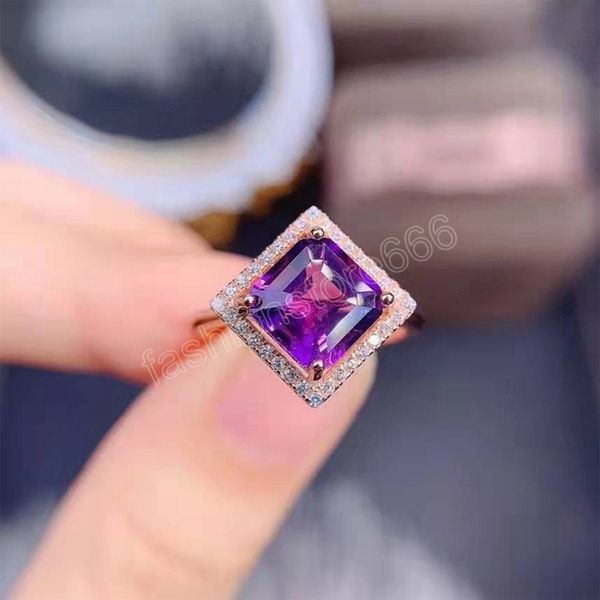 

fashion ladies ring inlay shine purple square aaa zircon korean style minimalist jewellry for women wedding engagement, Silver