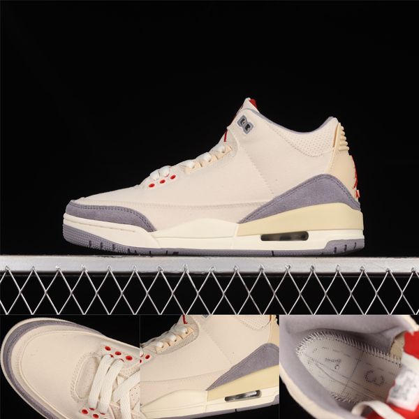 

shoes jumpman 3 mens muslin university red cement grey sail men women trainers sports sneakers, Black