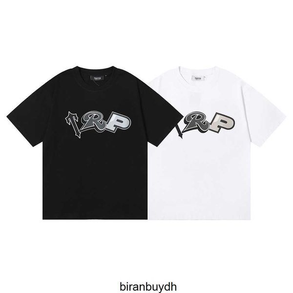 

sport men's t-shirts trapstar tap letter-printed high-quality double-yarn cotton casual short sleeve, White;black