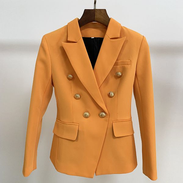 

women's suits blazers high street est 2023 baroque designer slim fitting lion buttons double breasted jacket orange 230321, White;black