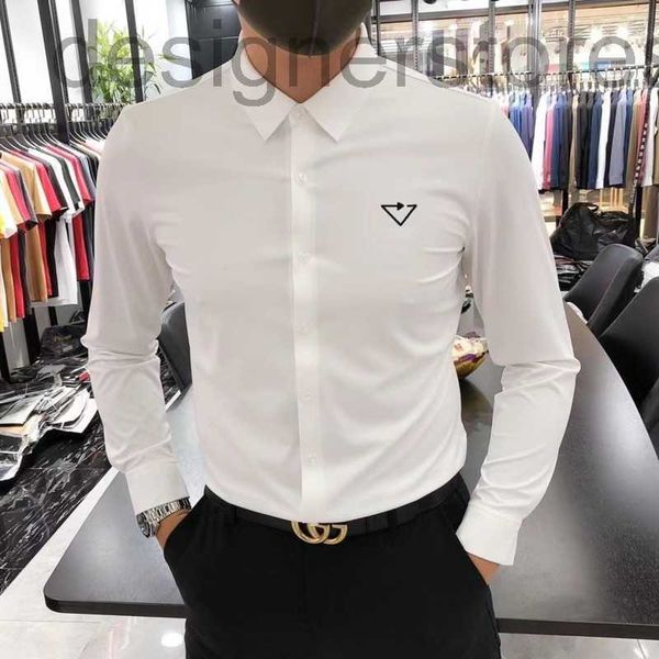 

designer luxury shirts men business casual shirt lapel long-sleeved shirt mens cardigan 3d embroidery thin jacket k8h5, White;black