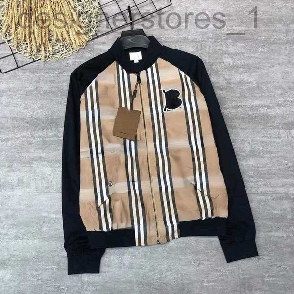 

designer men casual jackets zipper cardigan coat embroidered sweatshirt burb jacket fashion plaid panel mens jacket sedf, Black;brown
