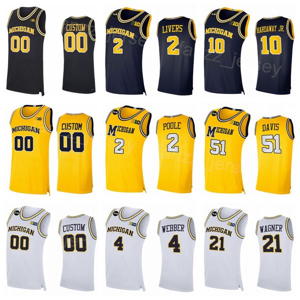 

college basketball wolverines 25 juwan howard jersey 2 isaiah livers 10 tim hardaway jr 3 trey burke 5 jalen rose 1 charles matthews poole 2, Black