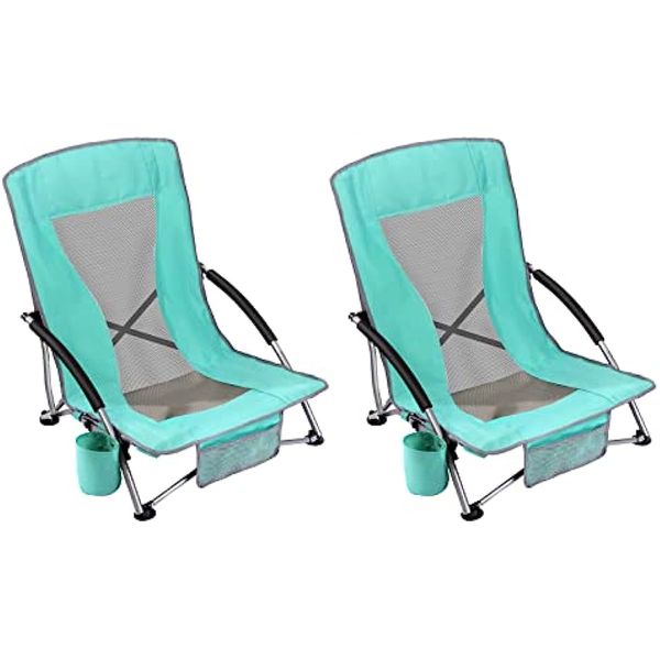 

asteroutdoor low sling beach chair folding lightweight mesh back sand chair for camping outdoor lawn carry bag included supports 250lbs