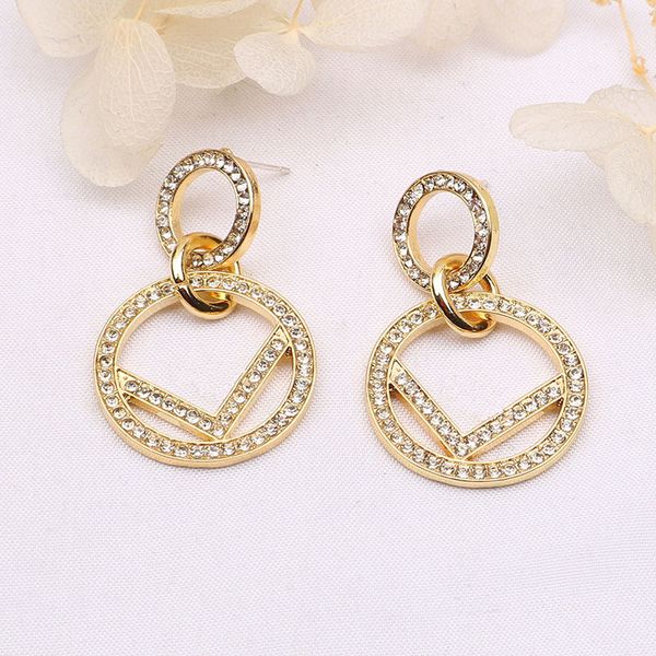

classic diamond charm earrings gold silver earring studded women's gold titanium steel luxury designer letter f gift wedding not fade, Golden