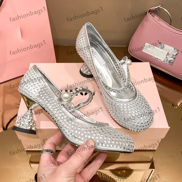 

designer womens high heels diamond super flash sandals round head thick heel lace-up slippers wedding shoes glass slippers office ballet sho, Black