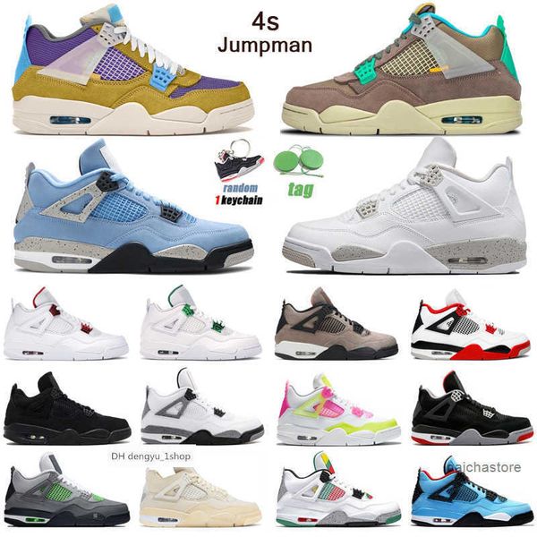 

men women 4s jumpman basketball shoes 4 taupe haze university blue white oreo desert moss fire red mens trainers spo air jorden jordon, Black