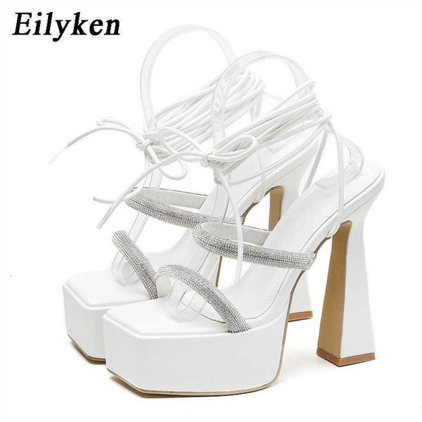 

crystal platform high heels sandals women fashion open toe ankle strap club pole dancing summer ladies shoes 230306, Black