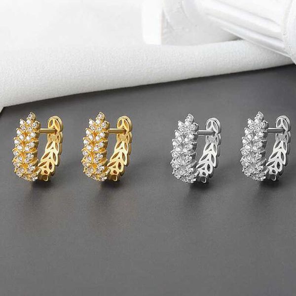 

luxury ornamentssilver plated crystal studded plant wheat earrings buckle female light luxury temperament small handmade dropshipping, Silver