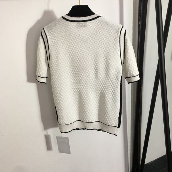 

women's polos spring and summer polo lapel shortsleeved knit tshirt 230321, White