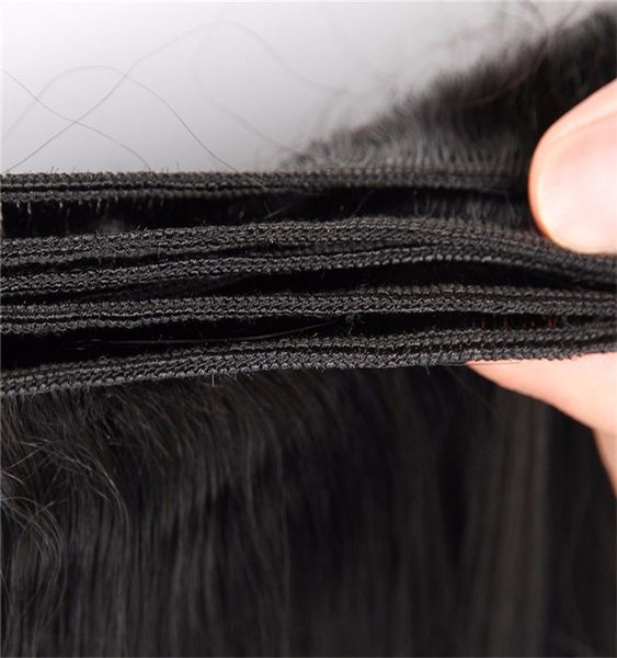

remy human hair weft weaving extensions straight natural silk non-clips, Black