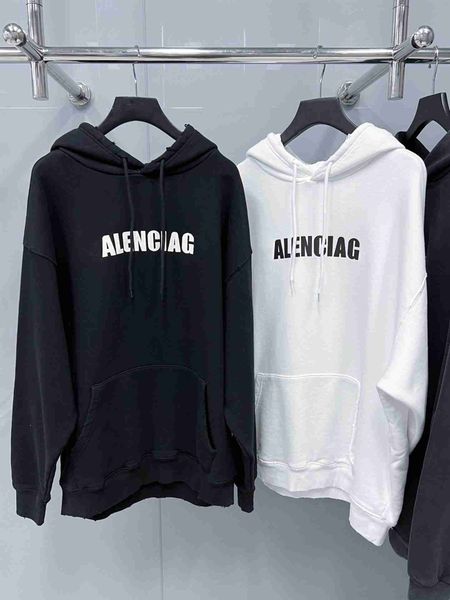 

plush t shirt designer luxury coats balciga version paris b art fleece hoodie letterprinted abraded men's and women's comfortable, Black