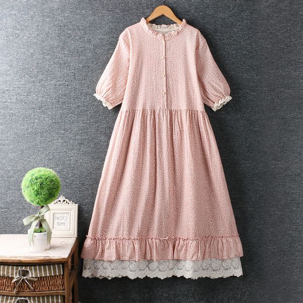 

casual dresses summer round neck lace floral dress women short sleeve midi dress 230321, Black;gray