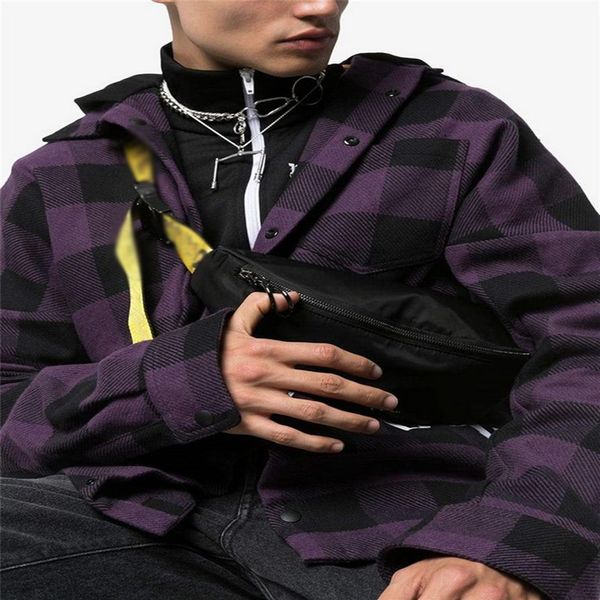 

men shoulder bag yellow ribbon men chest bag anti-theft sling pack usb charge port satchel canvas sport bags283y