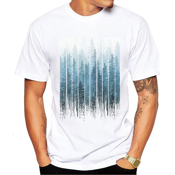 

men's t-shirts teehub arrival fashion grunge dripping turquoise misty forest print men t-shirt short sleeve o-neck hipster tee 230321, White;black