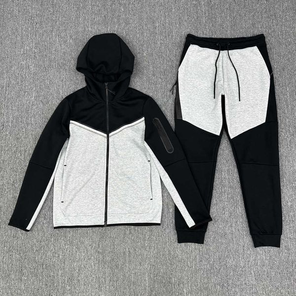 

men's tracksuits a set of sports men's spring and autumn air layer cotton knitted hooded zippered shirt sports casual jacket pants, Gray