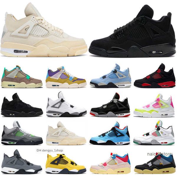 

ale 4s red thunder basketball shoes jumpman 4 for men women university blue white oreo taupe haze desert moss mens tra air jorden jordon, Black