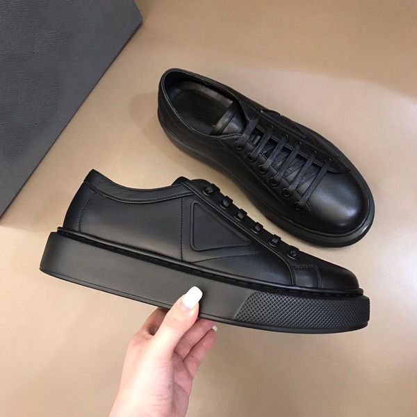 

macro re-nylon & brushed leather sneakers shoes platform men skateboard walking comfort footwear walking box eu38-46, Black