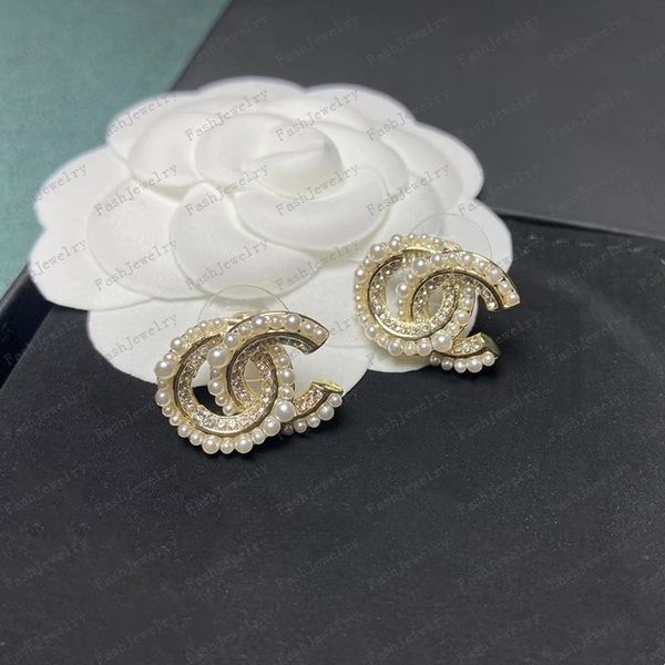 

2023 fashion stud earrings woman luxury designer earring multi colors c letter jewelry women 18k diamond wedding gifts, Golden;silver