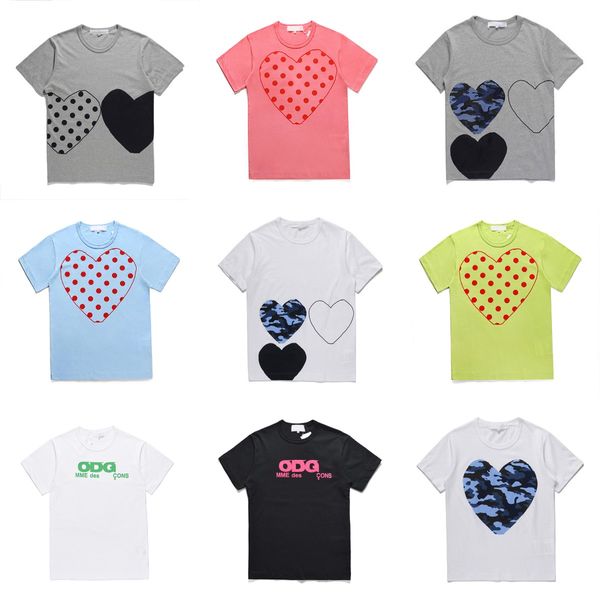 

famous designer t shirt red love hear tees mens womens fashion play couple tshirt casual short sleeve summer t shirts streetwear hip hop pr, White;black