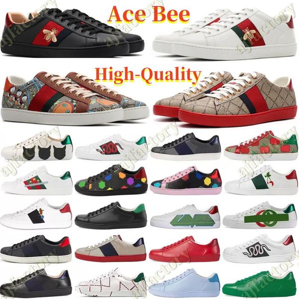

designer shoes mens womens cartoons casual classic bee ace genuine leather tiger snake embroidery stripes embroidered snake men sneakers, Black