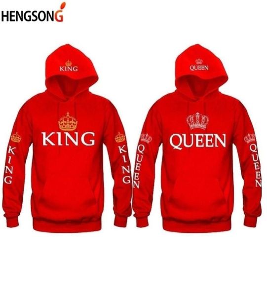 

spring new womenmen hoodies king queen printed sweatshirt lovers couples hoody sweatshirt casual pullover sportswear tracksuits y4964263, Black