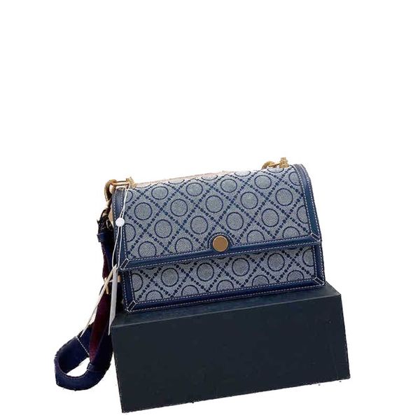 

9a 2023 shoulder bag tory handbag designer square crossbody bags women classic printed luxury messenger lady purse totes wide strap 220909