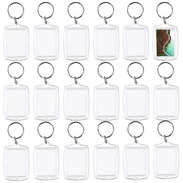 

key rings 100pcs po chain rectangle transparent blank acrylic insert picture frame ring holder diy split ring 230320, Slivery;golden
