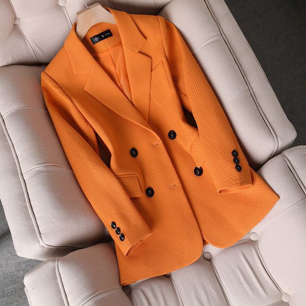 

women's suits blazers 2023 spring casual double breasted suit jacket for women elegant stylish female oversize tweed blazer 230321, White;black