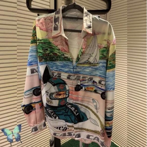 

shirt gradient printed long sleeve shirts for men women, White;black