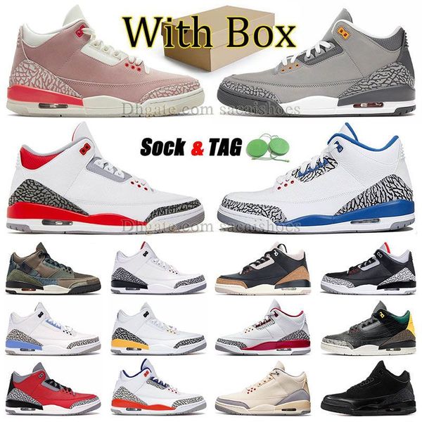 

athentic 3s with box basketball shoes for mens womens jumpman 3 retos unc dust pink cool grey pine green wizards jth nrg white cement a ma m