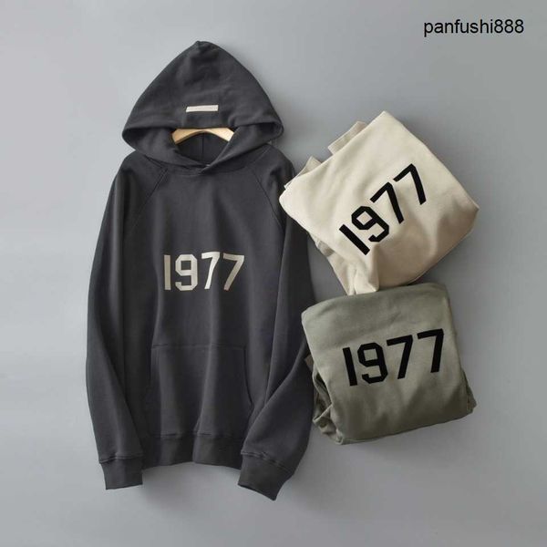 

casual sweater fogg fear god spring new 1977 flocked print couple hoodie, Black