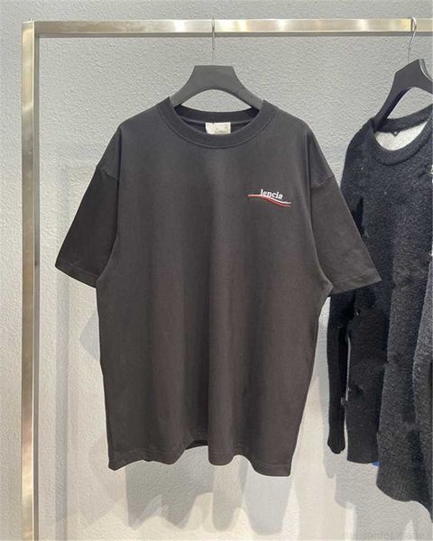 

plush t shirt designer luxury coats balciga version ss early spring cola wave embroidery print ins lovers os round neck short sleeve tshirt, Black
