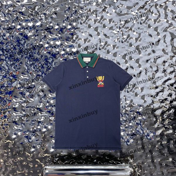 

xinxinbuy men designer tee t shirt 23ss tiger fruit pattern embroidery short sleeve cotton women black white blue red m-2xs, Black;brown