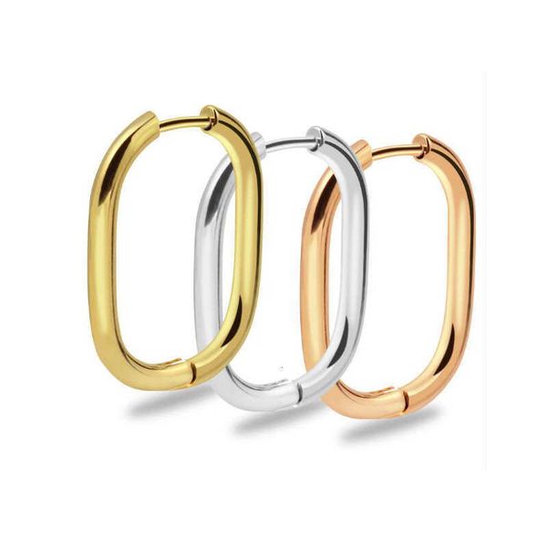 

luxury ornamentsprevent allergy stainless steel earrings charm women jewelry vintage simple o shaped titanium steel party accessories gifts, Silver