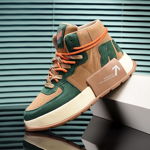 

fashion high sneakers men casual streetwear motorcycle boots platform sneakers men designer trainers chunky footwear, Black