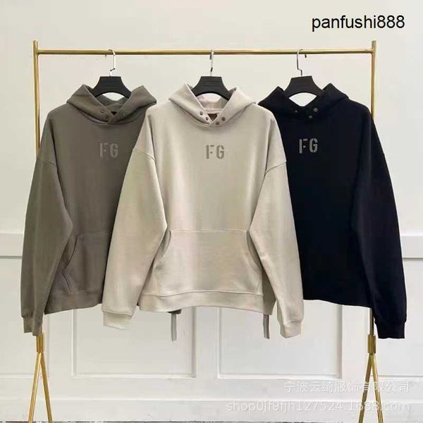 

casual sweater new fear god fogg season 7 main line chest rich flocked men's and women's fg sweater hoodie, Black