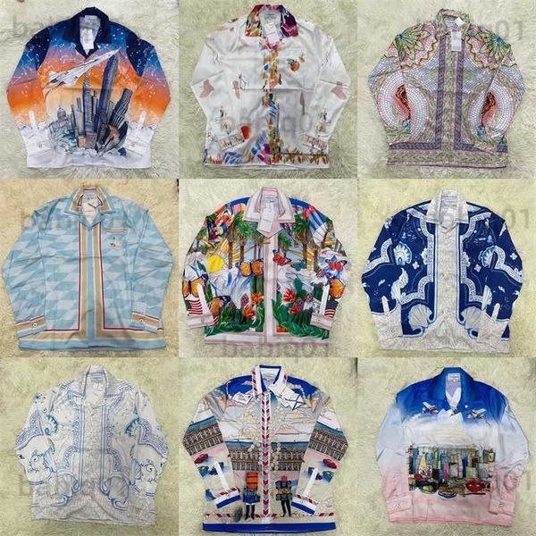 

men's t-shirts new casablanca silk shirt men women tees t230321, White;black