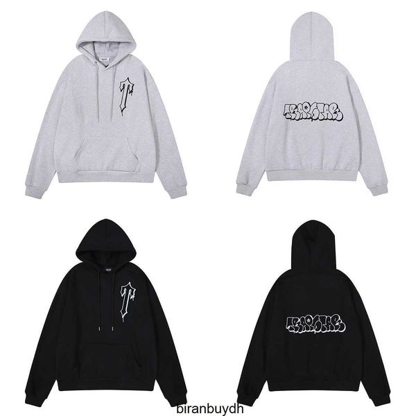 

sport men's hoodies sweatshirts trapstar irregular letter printing cotton plush warm autumn and winter hoodie sweater for men women, Black
