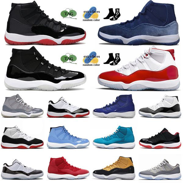 

2023 men basketball shoes high jumpman 11 11s cherry black yellow midnight navy cool grey cement grey pure violet gamma blue pantone concord