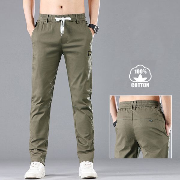 

men's pants brand straight men cotton casual business fashion stretch comfortable black gray armygreen blue trousers male 230320