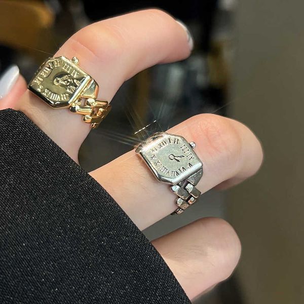 

fashion hip-hop metal watch ring design punk personality open adjustable finger for women jewelry 0512, Golden;silver