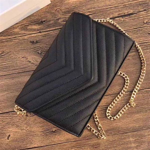 

women genuine leather chain purse clutch lady shoulder bag cowhide handbag presbyopic card holder messenger evening bags caviar241v