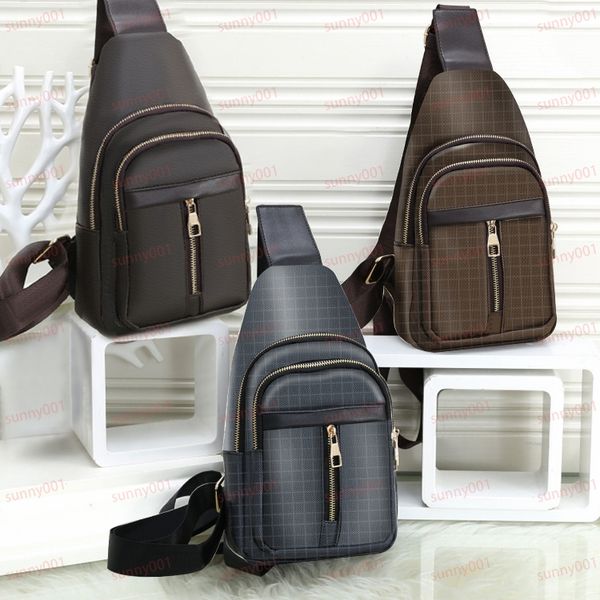 

inclined shoulder bag multi layered zip pocket chest bag personalized waist bags wallet designer old flower grid diagonal package