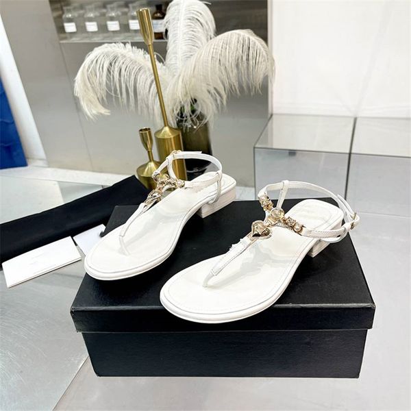 

summer popular 2023 women sandals channel luxury brand business dress wedding party leather high heels casual flat slippers 05-04, Black