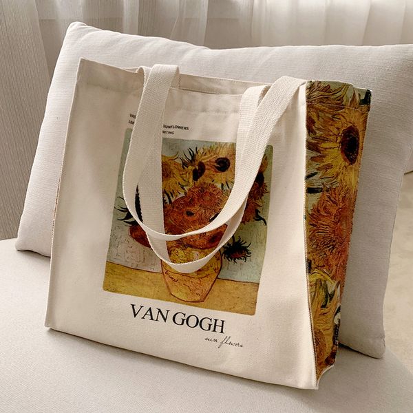 

evening bags poetry lifest van gogh sunflower classic thick cotton canvas bag style zipper single shoulder shopping tote bag 230321